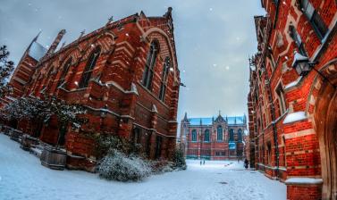 Keble College in the snow