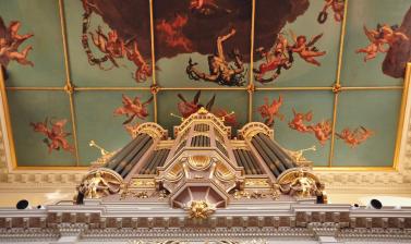 Sheldonian ceiling and organ detail